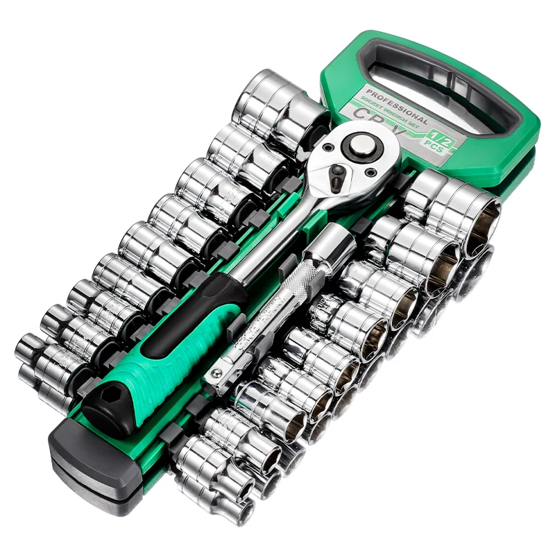 21 piece Set 1/2 Ratchet Wrench Socket Set Standard 24 Teeth, Including 123MM Extension Rod, Short Socket, Ratchet 21 piece Set 1/2 Ratchet Wrench Socket Set Standard 24 Teeth, Including 123MM Extension Rod, Short Socket, Ratchet