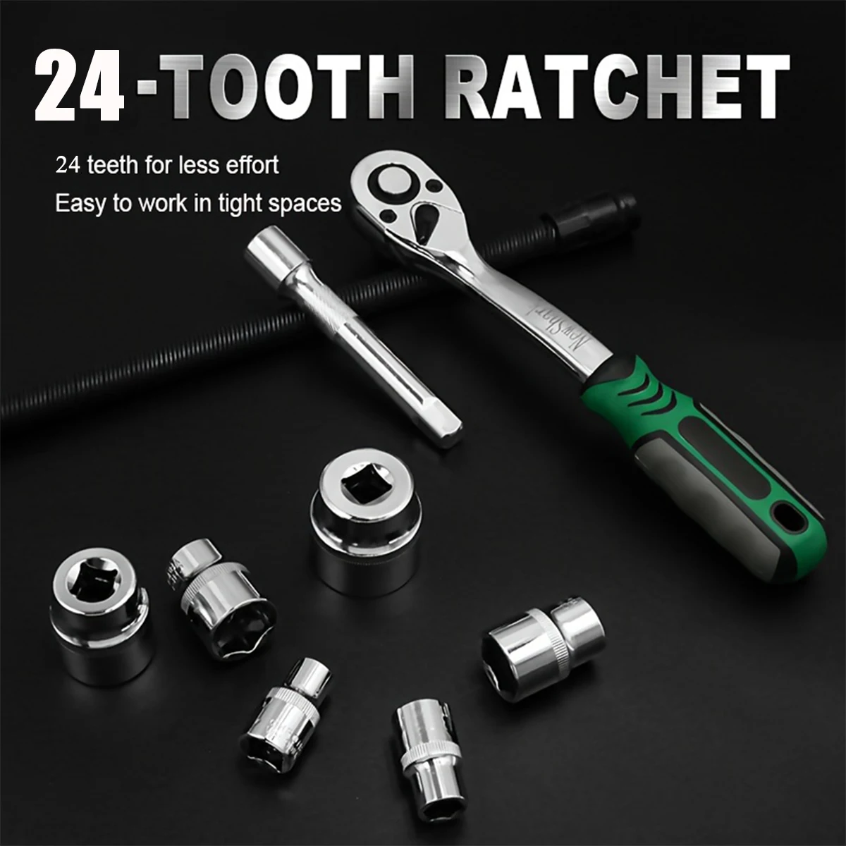 21 piece Set 1/2 Ratchet Wrench Socket Set Standard 24 Teeth, Including 123MM Extension Rod, Short Socket, Ratchet 21 piece Set 1/2 Ratchet Wrench Socket Set Standard 24 Teeth, Including 123MM Extension Rod, Short Socket, Ratchet
