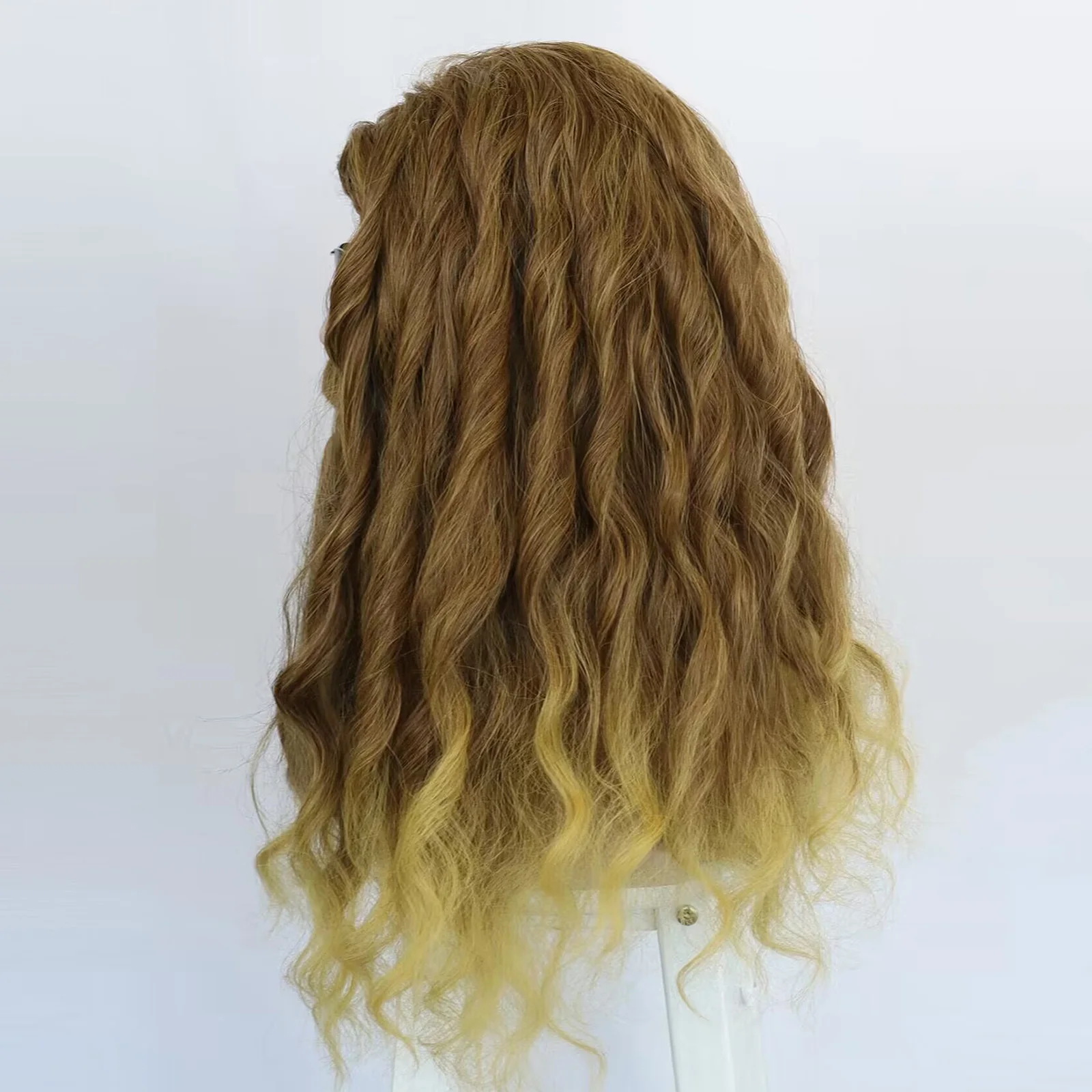 22 Inch Camel Synthetic Hair Wavy Long Thor Odinson Cosplay Wig for Halloween Thanksgiving Day Christmas School