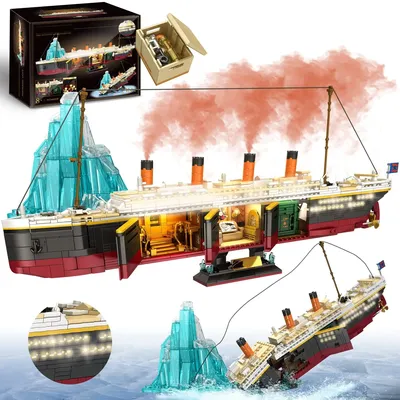 2288PCS Titanic Model Creative Luxury Cruise Ship Set City Boat Building Blocks with Lights Bricks Toys for Children