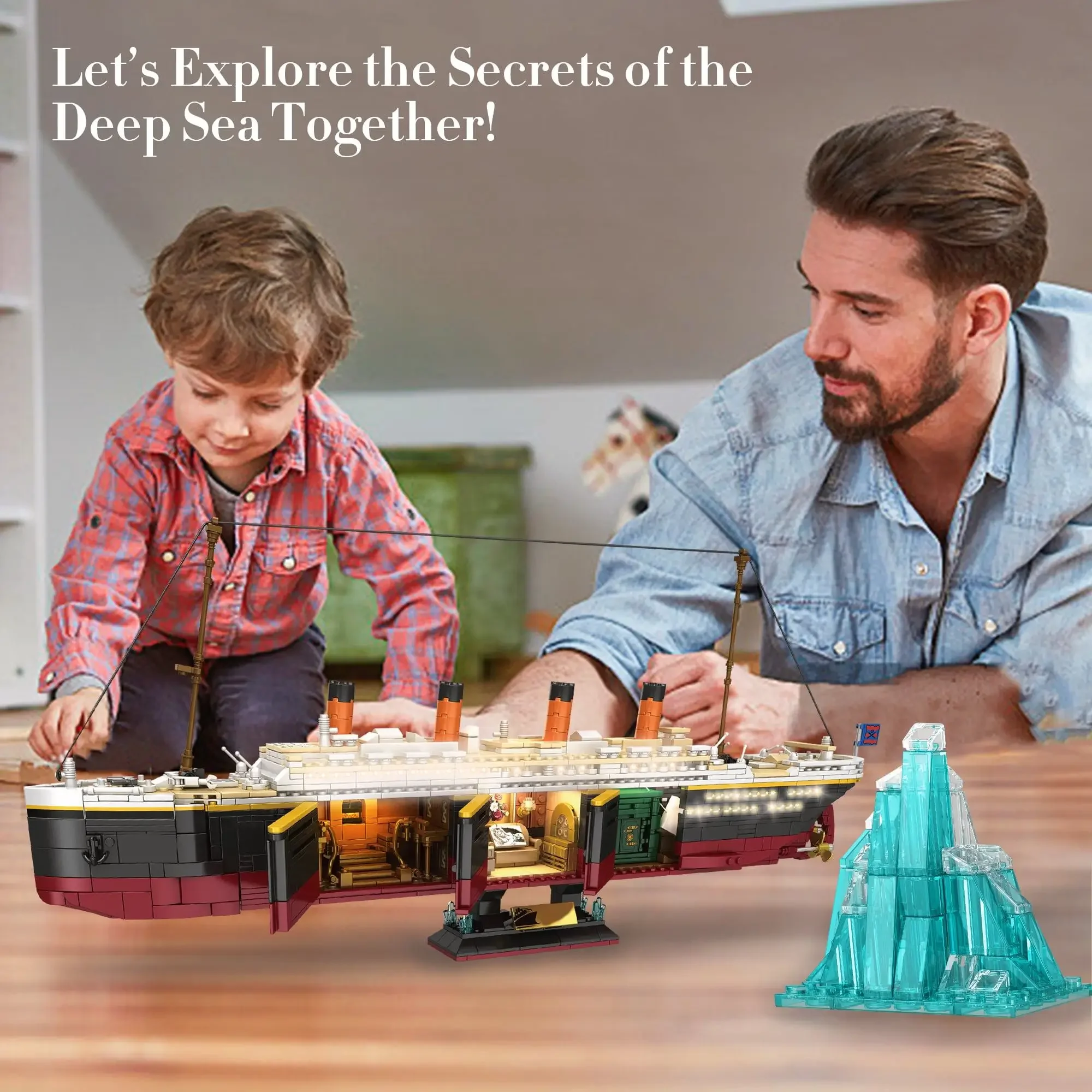 2288PCS Titanic Model Creative Luxury Cruise Ship Set City Boat Building Blocks with Lights Bricks Toys for Children