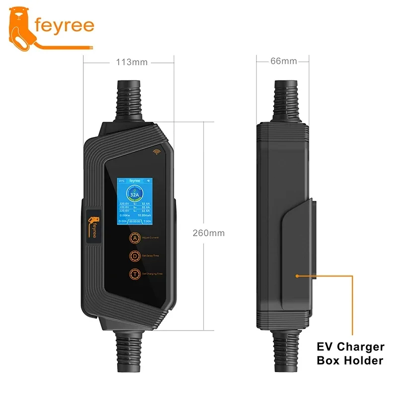 22KW 32A 3Phase Type2 Portable EV Charger Wi-Fi APP Control EVSE Charging Box Charging Station for Electric Car Charger 22KW 32A 3Phase Type2 Portable EV Charger Wi-Fi APP Control EVSE Charging Box Charging Station for Electric Car Charger