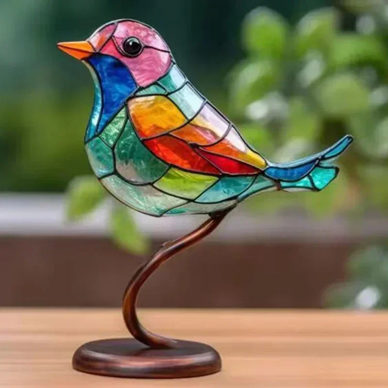 2/3/5 Multicolor Birds Stained 2D Acrylic Birds on Branch Desktop Ornaments Double Sided Multicolor Style Craft Statue 2/3/5 Multicolor Birds Stained 2D Acrylic Birds on Branch Desktop Ornaments Double Sided Multicolor Style Craft Statue