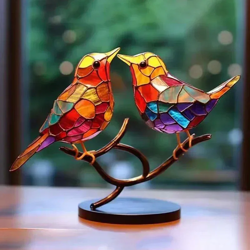 2/3/5 Multicolor Birds Stained 2D Acrylic Birds on Branch Desktop Ornaments Double Sided Multicolor Style Craft Statue 2/3/5 Multicolor Birds Stained 2D Acrylic Birds on Branch Desktop Ornaments Double Sided Multicolor Style Craft Statue