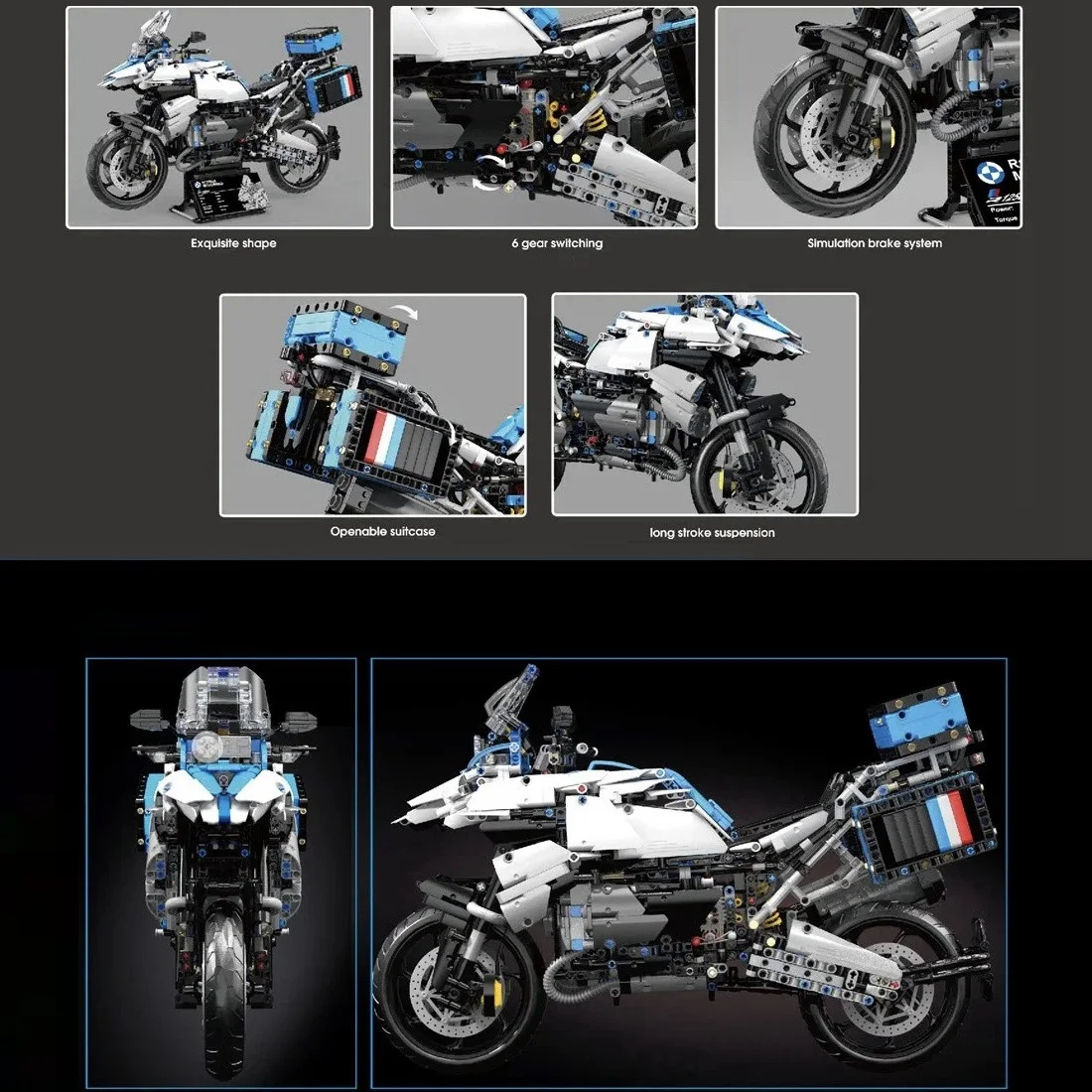 2369pcs High Tech 1:5 Motorcycle City Sports Rapid Racing Motorbike Locomotive Moc Modular Brick Model Building Block