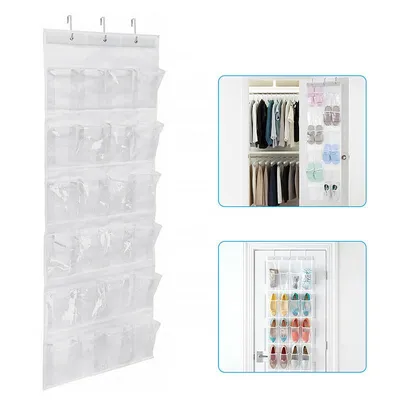 24 Pockets Over the Door Shoe Hanger