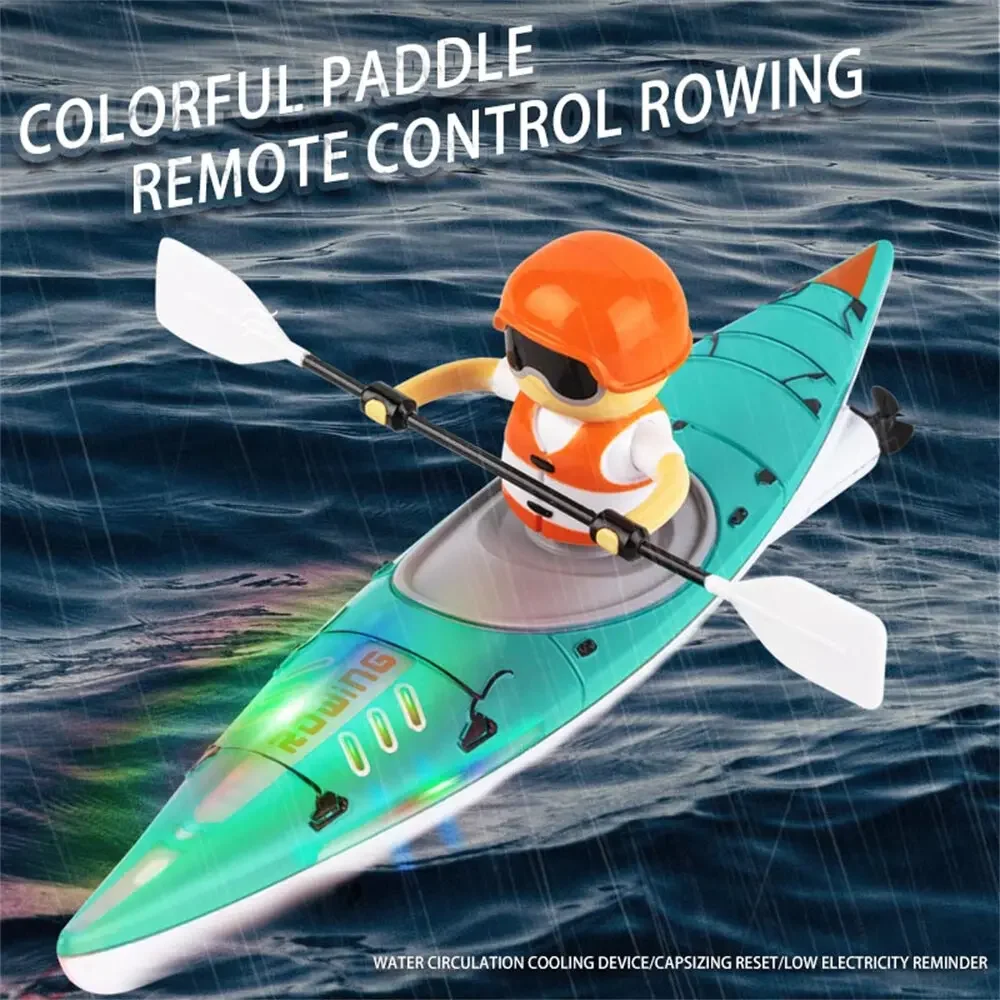 2.4G RC Boat Colorful Paddle Remote Control Rowing LED Lights 360 Driving Dual Modes Waterproof Ship Underwater
