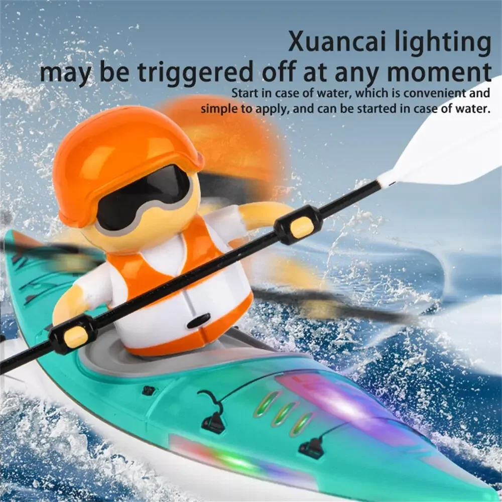 2.4G RC Boat Colorful Paddle Remote Control Rowing LED Lights 360 Driving Dual Modes Waterproof Ship Underwater