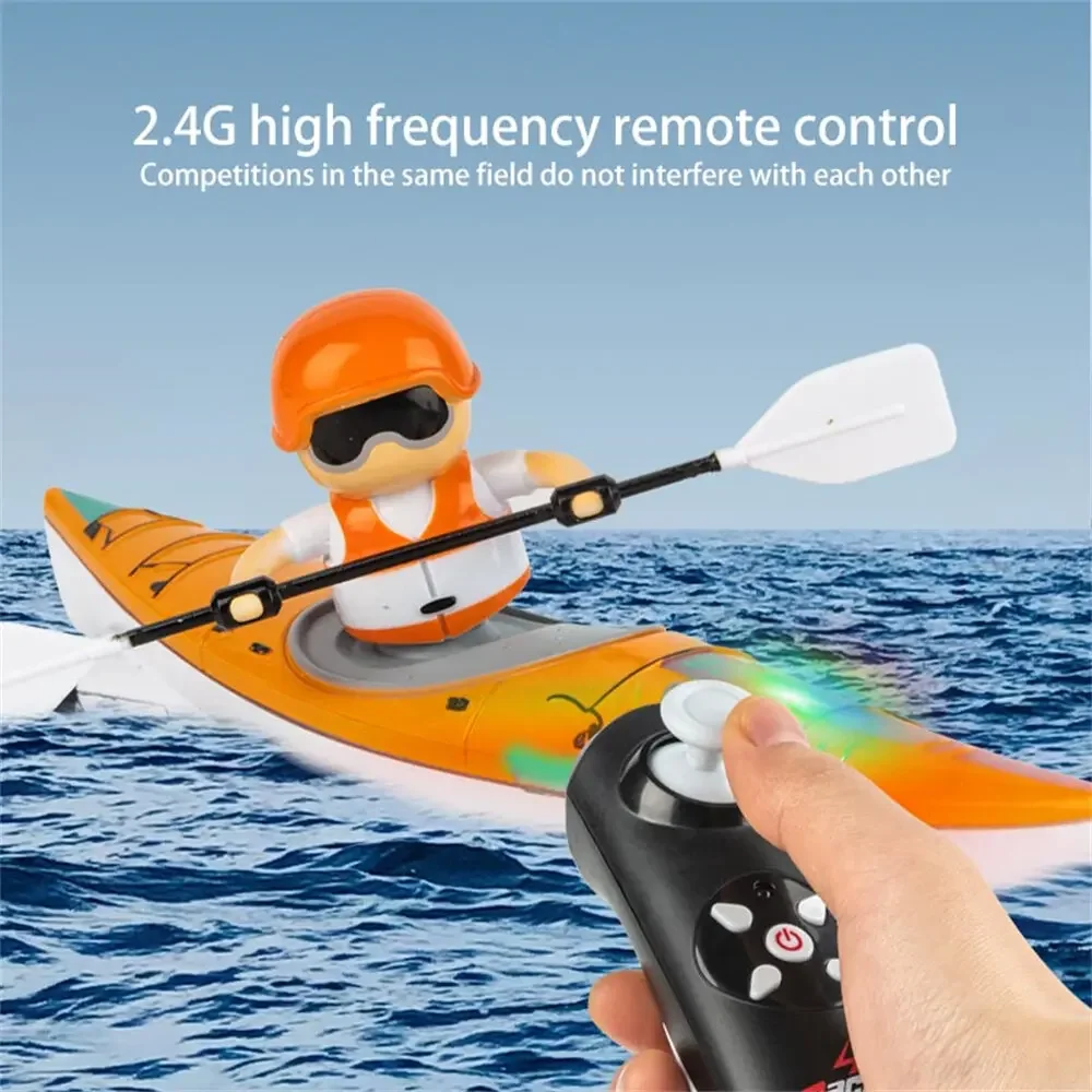 2.4G RC Boat Colorful Paddle Remote Control Rowing LED Lights 360 Driving Dual Modes Waterproof Ship Underwater