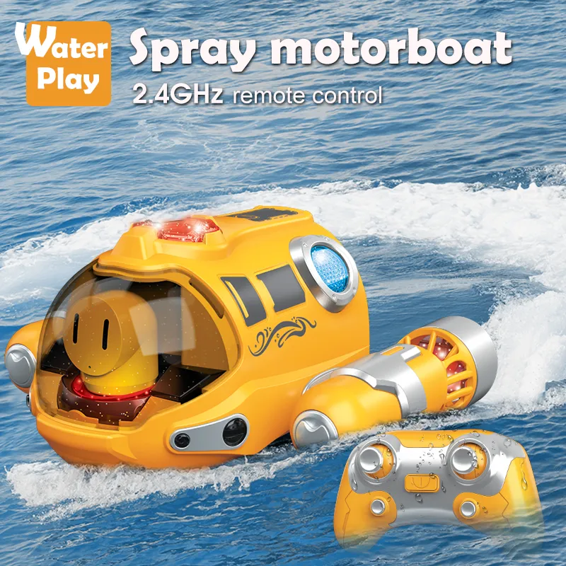 2.4GHz Remote Control Motorboat Waterproof Spray Swimming Pool Bathing RC Steamboat Toys For Boys And Girls Children's 2.4GHz Remote Control Motorboat Waterproof Spray Swimming Pool Bathing RC Steamboat Toys For Boys And Girls Children's