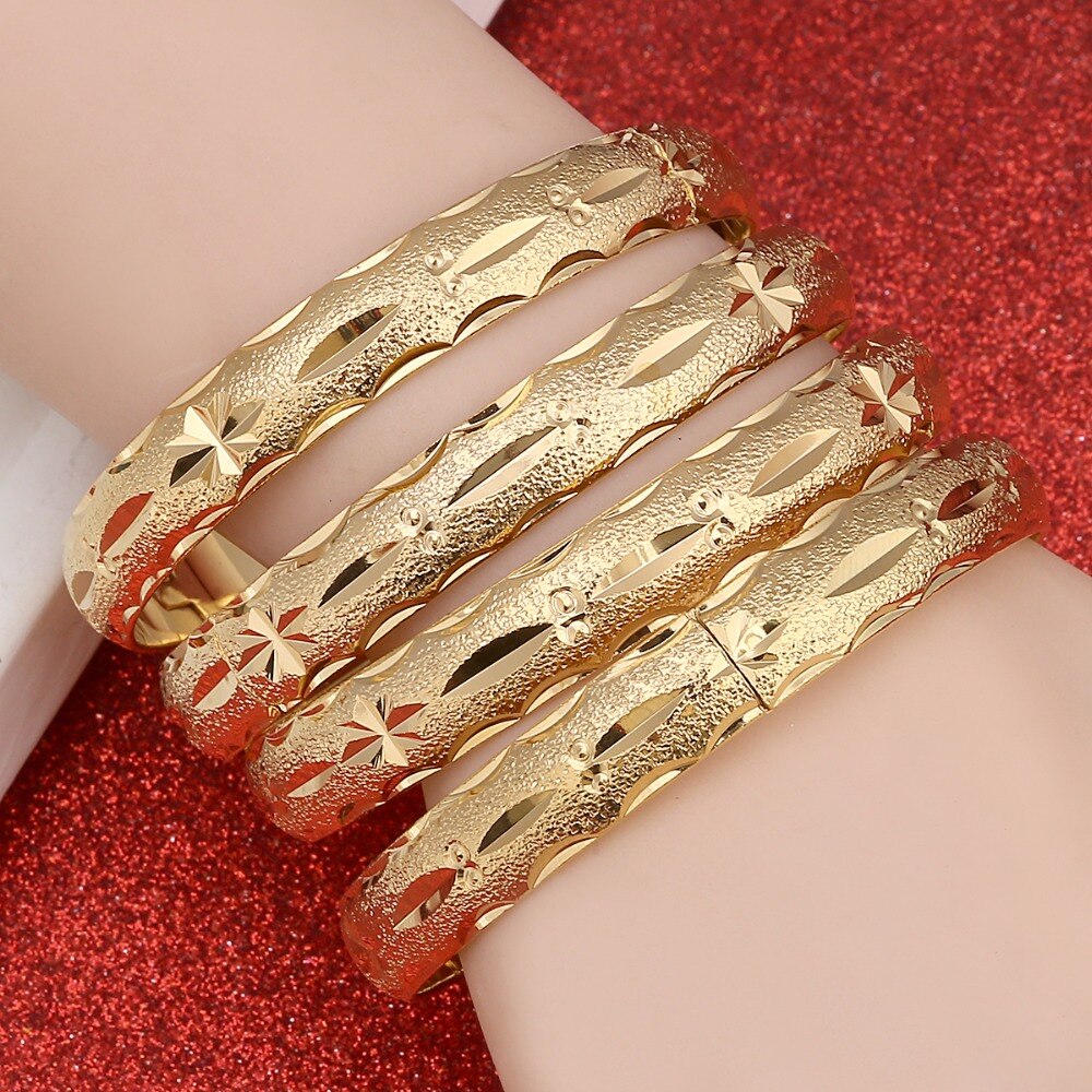 24k Gold Bangle Bracelet Set (4 pcs)