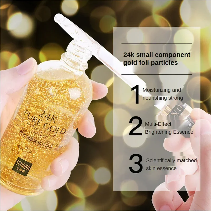 24K Gold Hyaluronic Acid Nicotinamide Face Essence Replenishment Moisturize Shrink Pore Brighten Skin Care Firming