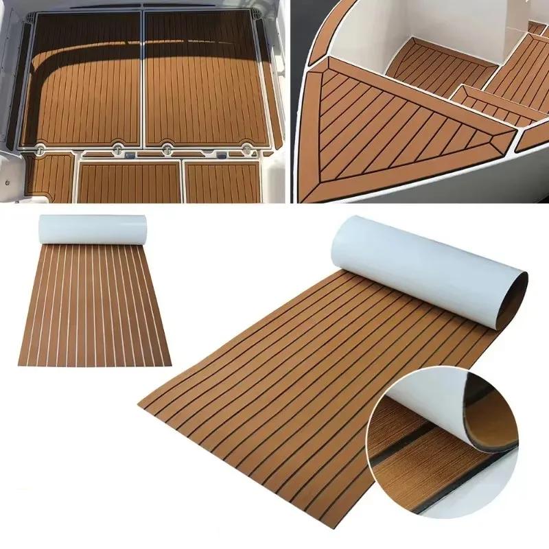 2.4m Self-Adhesive EVA Foam Boat Marine Flooring Faux Teak Decking Sheet Striped Yacht Mat 8 Styles Brown Gray Gold