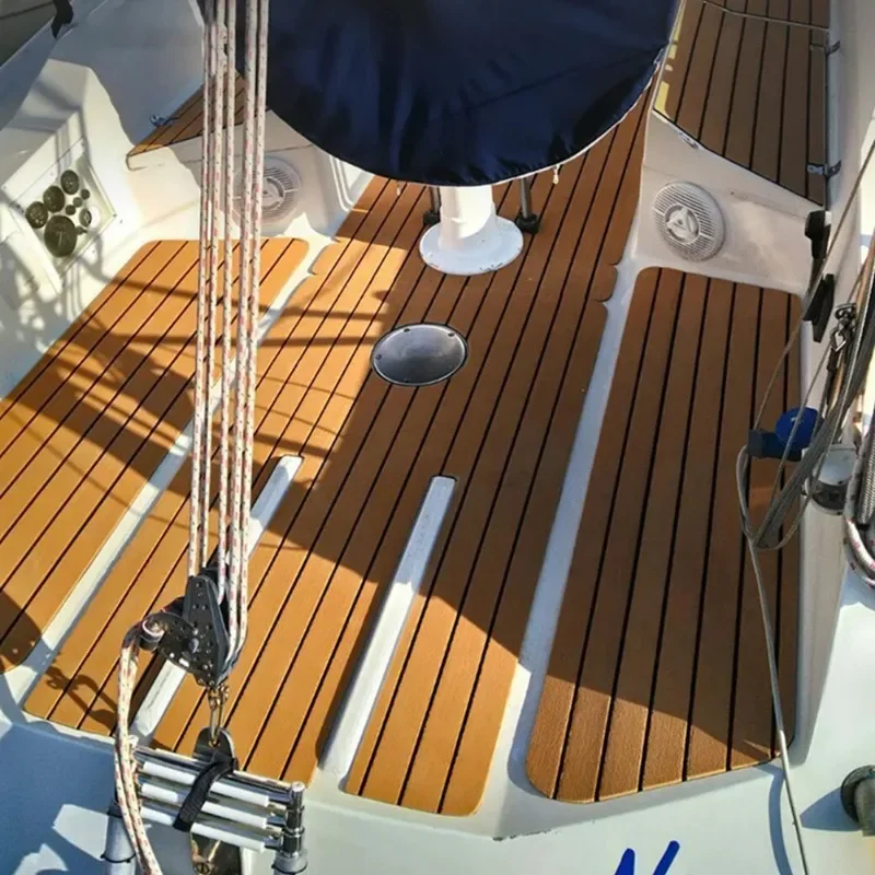 2.4m Self-Adhesive EVA Foam Boat Marine Flooring Faux Teak Decking Sheet Striped Yacht Mat 8 Styles Brown Gray Gold