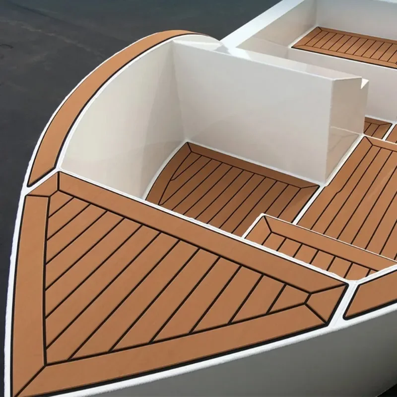 2.4m Self-Adhesive EVA Foam Boat Marine Flooring Faux Teak Decking Sheet Striped Yacht Mat 8 Styles Brown Gray Gold