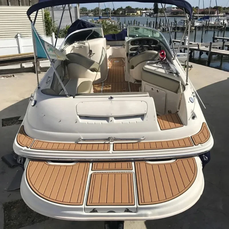 2.4m Self-Adhesive EVA Foam Boat Marine Flooring Faux Teak Decking Sheet Striped Yacht Mat 8 Styles Brown Gray Gold