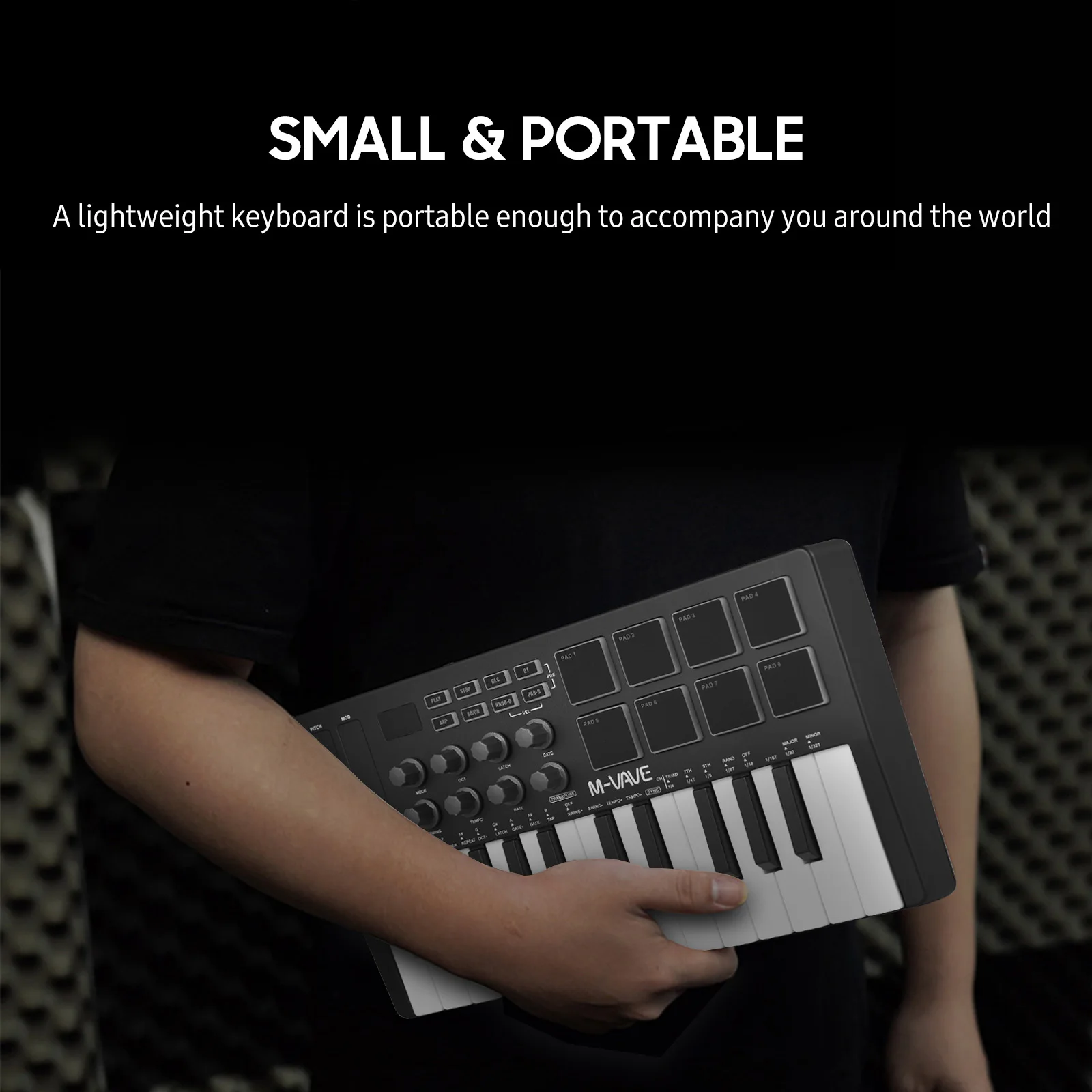 25-Key MIDI Control Keyboard Mini Portable USB with 25 Velocity Sensitive Keys 8 RGB Backlit Pads 8 Knobs MIDI Keyboard 25-Key MIDI Control Keyboard Mini Portable USB with 25 Velocity Sensitive Keys 8 RGB Backlit Pads 8 Knobs MIDI Keyboard