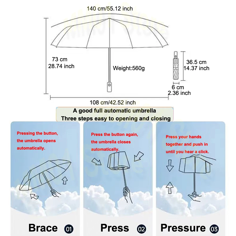 256 Bones Super Windproof Rain Umbrella Large Size Full Automatic Men Business Umbrellas Three Fold UV Protection Lady 256 Bones Super Windproof Rain Umbrella Large Size Full Automatic Men Business Umbrellas Three Fold UV Protection Lady
