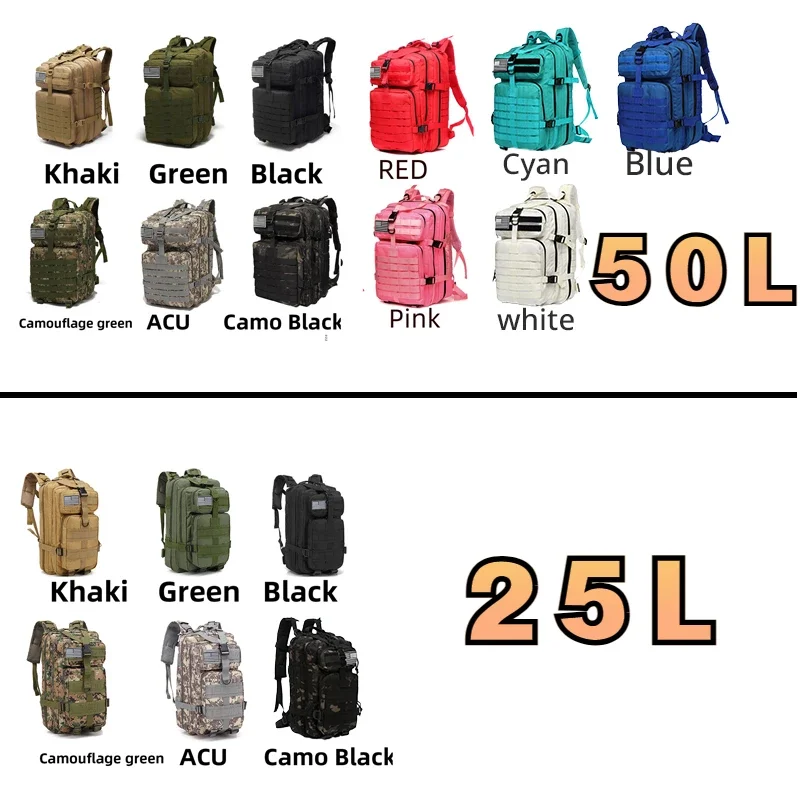 25L/50L 1000D Nylon Waterproof Trekking Fishing Hunting Bag Backpack Outdoor Rucksacks Tactical Sports Camping Hiking 25L/50L 1000D Nylon Waterproof Trekking Fishing Hunting Bag Backpack Outdoor Rucksacks Tactical Sports Camping Hiking