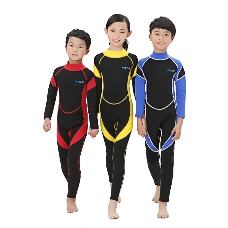 2.5MM Neoprene Wetsuits Kids Swimwears Diving Suits Long Sleeves Boys Girls Surfing Children Rash Guards Snorkel One