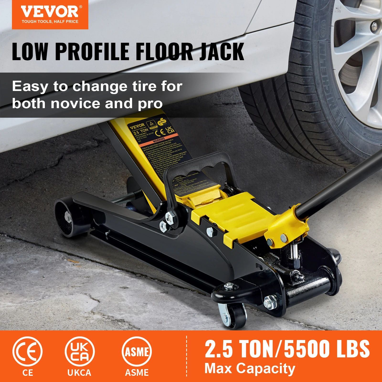 2.5T Floor Hydraulic Jack Pneumatic Low Profile Floor Jack Heavy-Duty Steel Racing Floor Jack with Single Piston Lift