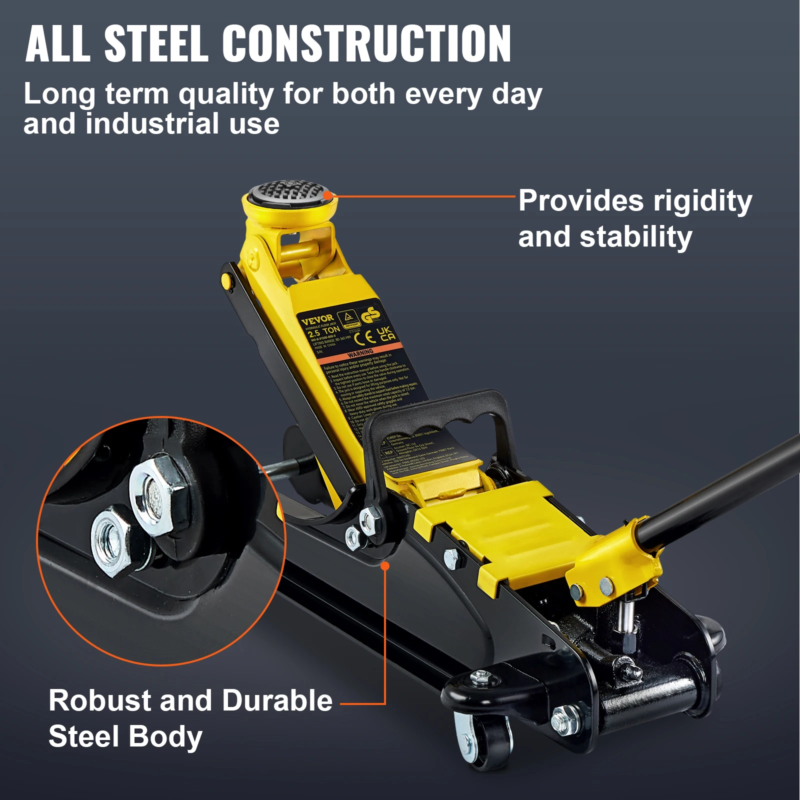 2.5T Floor Hydraulic Jack Pneumatic Low Profile Floor Jack Heavy-Duty Steel Racing Floor Jack with Single Piston Lift