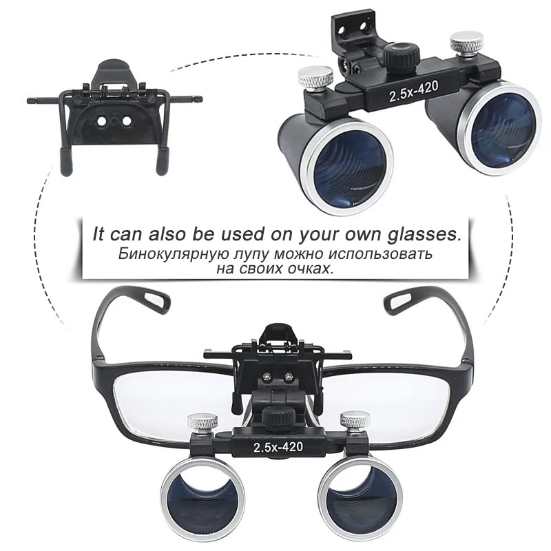 2.5X/3.5X Magnification Binocular Dental Loupe Surgery Surgical Magnifier with Headlight LED Light Operation Loupe Lamp