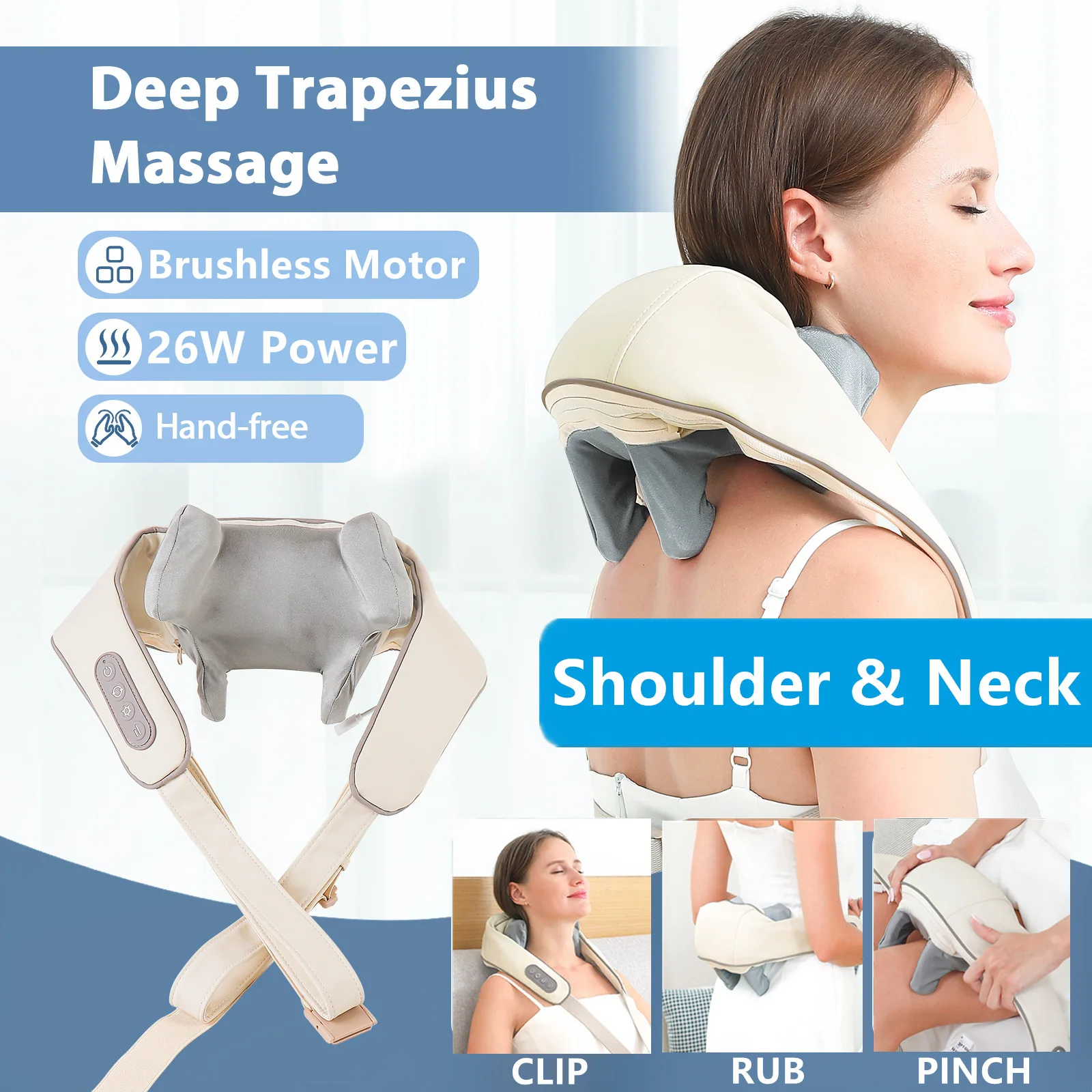 26W Brushless Motor Neck And Shoulder Massager Wireless Shoulder And Back Kneading Massage Shawl Neck masajeador 26W Brushless Motor Neck And Shoulder Massager Wireless Shoulder And Back Kneading Massage Shawl Neck masajeador