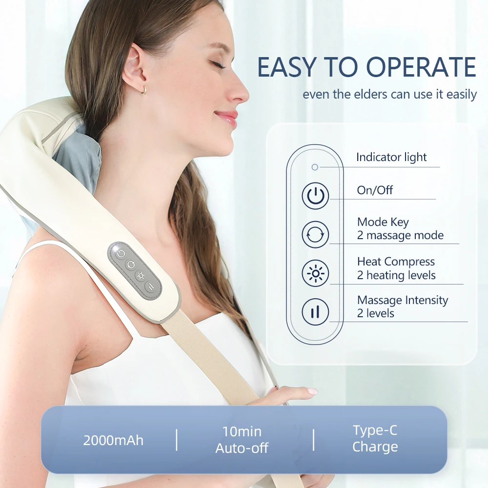 26W Brushless Motor Neck And Shoulder Massager Wireless Shoulder And Back Kneading Massage Shawl Neck masajeador 26W Brushless Motor Neck And Shoulder Massager Wireless Shoulder And Back Kneading Massage Shawl Neck masajeador