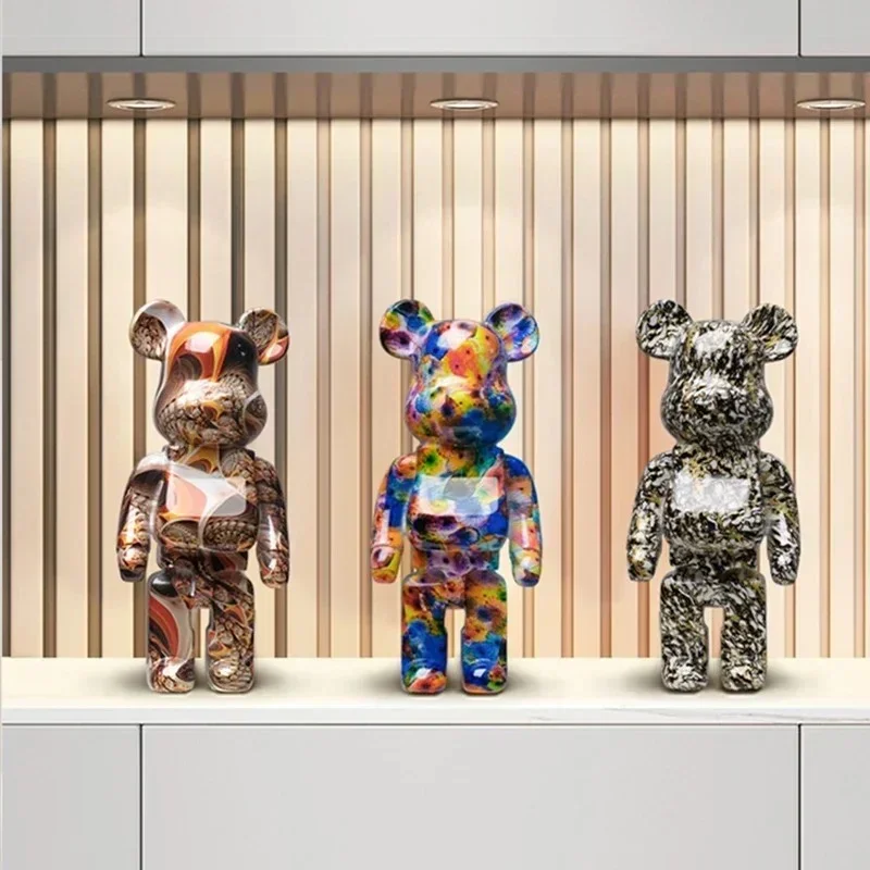 27cm Graffiti Bear Figurine Home Decor Animal Abstract Ornament Storage Money Jar Modern Room Sculpture Table Decor