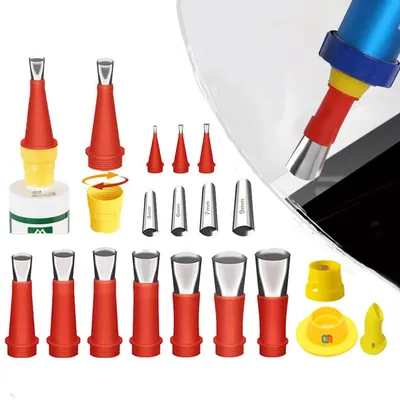 27pcs Stainless Steel Caulk Nozzle Applicator With Base Caulking Finisher Sealant Finishing Tool Kitchen Bathroom Sink