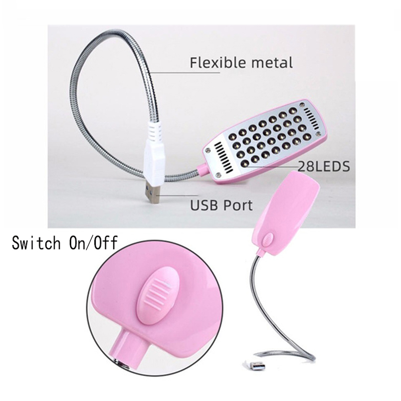 28 LEDs Super Bright Book Light DC5V USB Reading Night Lights Flexible Table Lamp For Power Bank Laptop Notebook PC