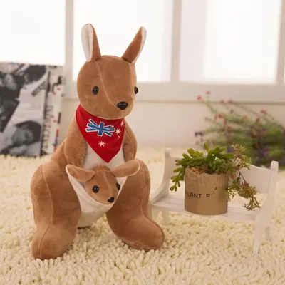 28CM Australian Kangaroo Plush Toy Kangaroo Baby Creative Mother-Child Cute Doll Festive Gift For Children's Birthday