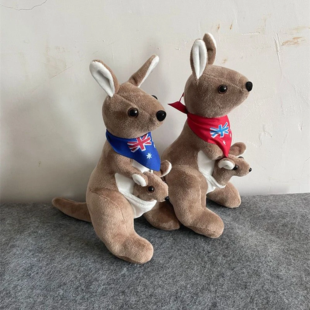 28CM Australian Kangaroo Plush Toy Kangaroo Baby Creative Mother-Child Cute Doll Festive Gift For Children's Birthday