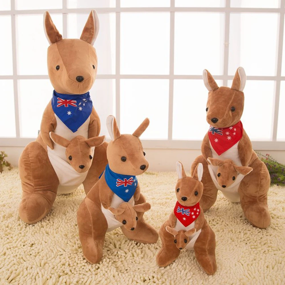 28CM Australian Kangaroo Plush Toy Kangaroo Baby Creative Mother-Child Cute Doll Festive Gift For Children's Birthday