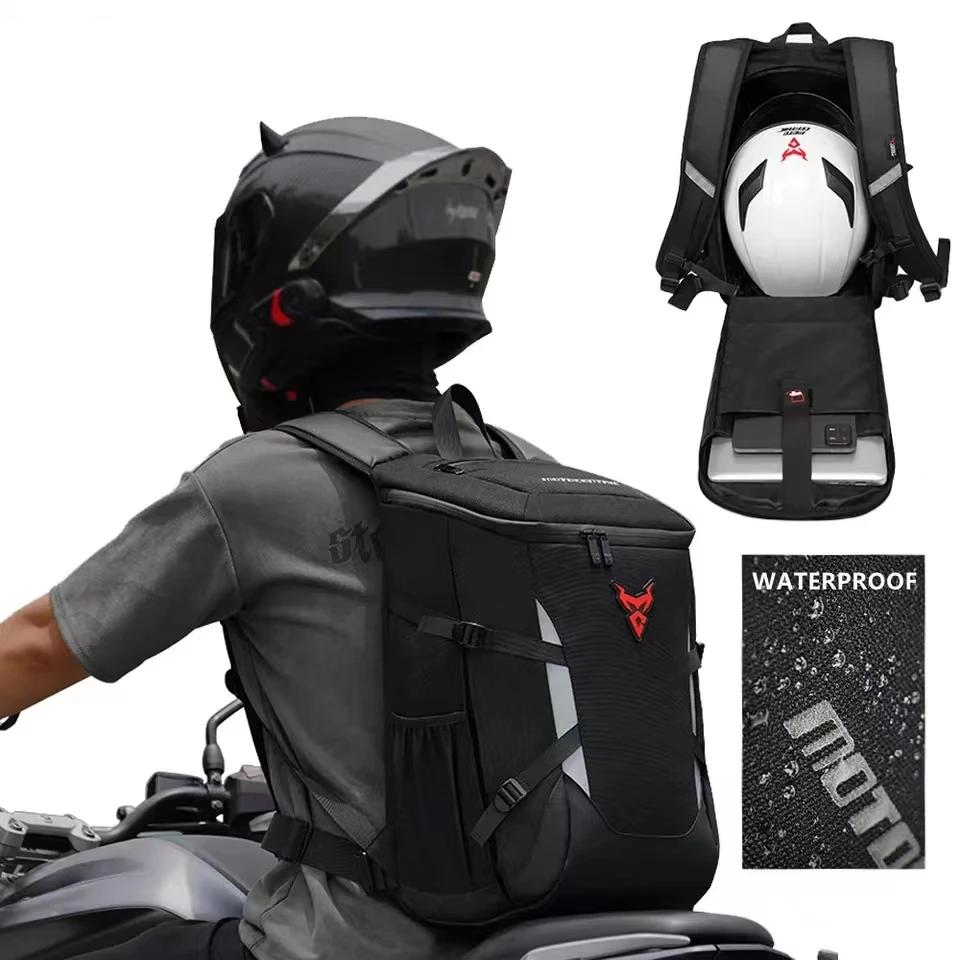 28L Motorcycle Backpack Waterproof Outdoor Sports Riding Helmet Locomotive Backpack Business Travel Laptop Bag
