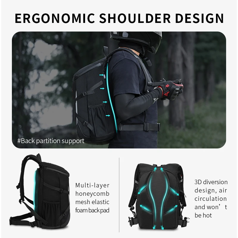 28L Motorcycle Backpack Waterproof Outdoor Sports Riding Helmet Locomotive Backpack Business Travel Laptop Bag 28L Motorcycle Backpack Waterproof Outdoor Sports Riding Helmet Locomotive Backpack Business Travel Laptop Bag