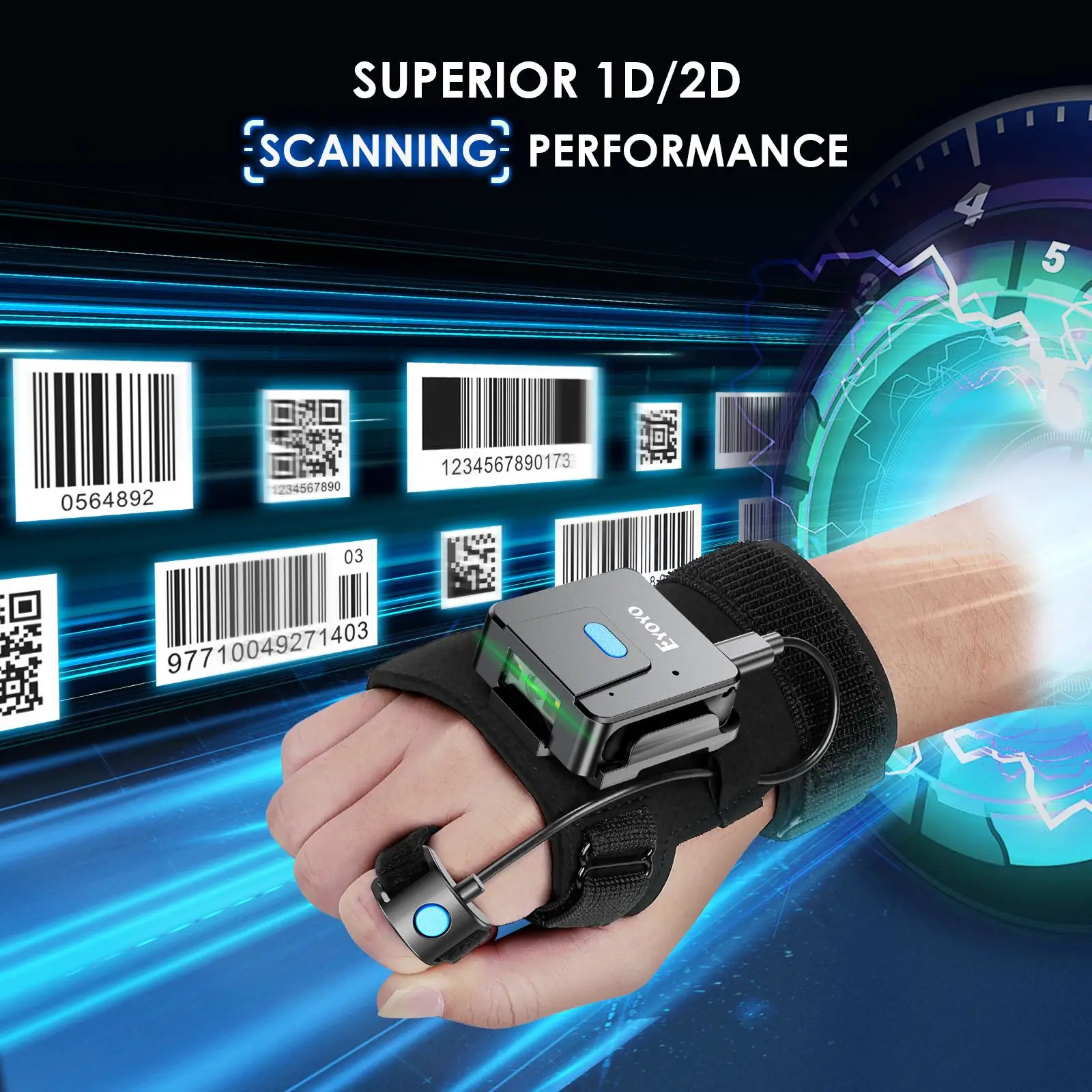 2D Bluetooth Barcode Scanner Left and Right Hand Glove Wearable Scanner Patable 1D QR Finger Bar Code Reader Wireless 2D Bluetooth Barcode Scanner Left and Right Hand Glove Wearable Scanner Patable 1D QR Finger Bar Code Reader Wireless