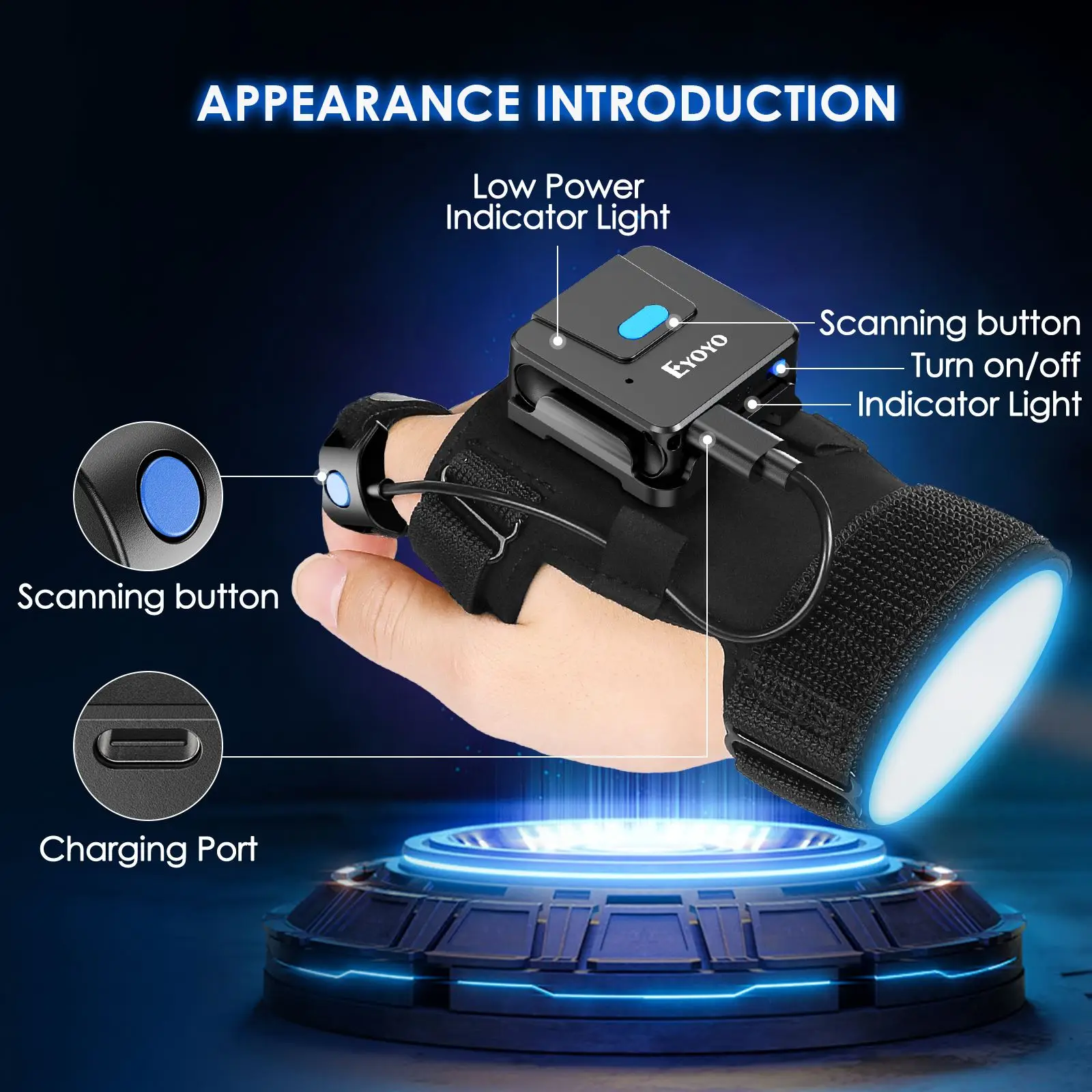 2D Bluetooth Barcode Scanner Left and Right Hand Glove Wearable Scanner Patable 1D QR Finger Bar Code Reader Wireless 2D Bluetooth Barcode Scanner Left and Right Hand Glove Wearable Scanner Patable 1D QR Finger Bar Code Reader Wireless