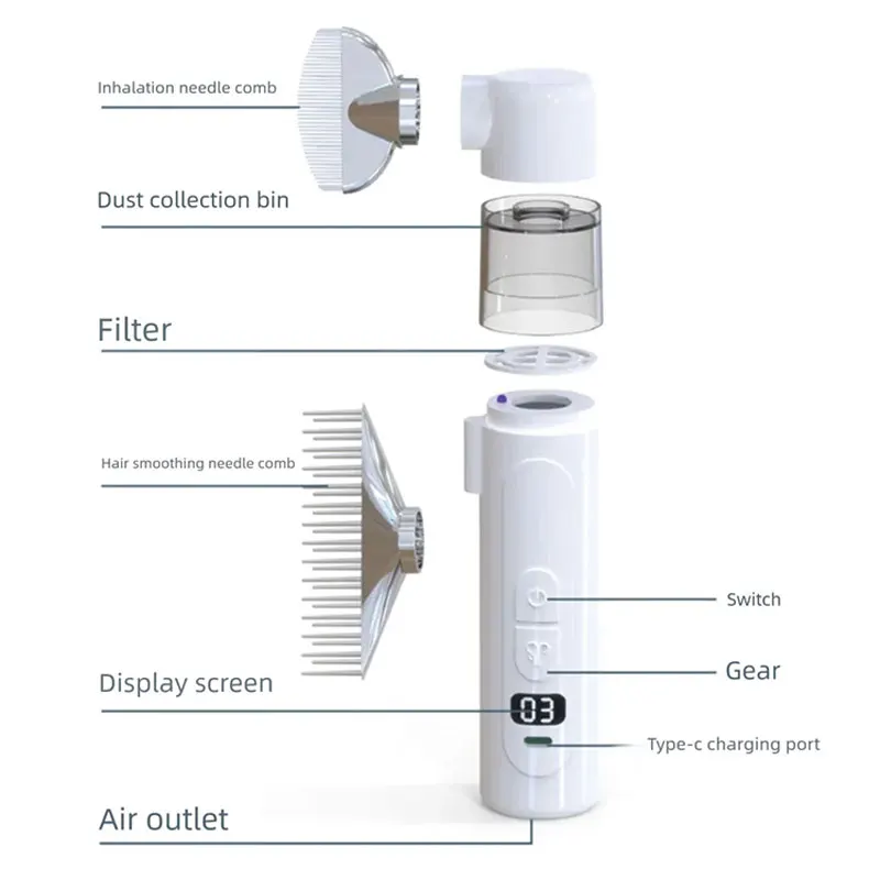 2in1 Electric Lice Comb with 3 Speed Adjust Hair Care Device USB Rechargable Pet Grooming Tool Stainless Steel Daily