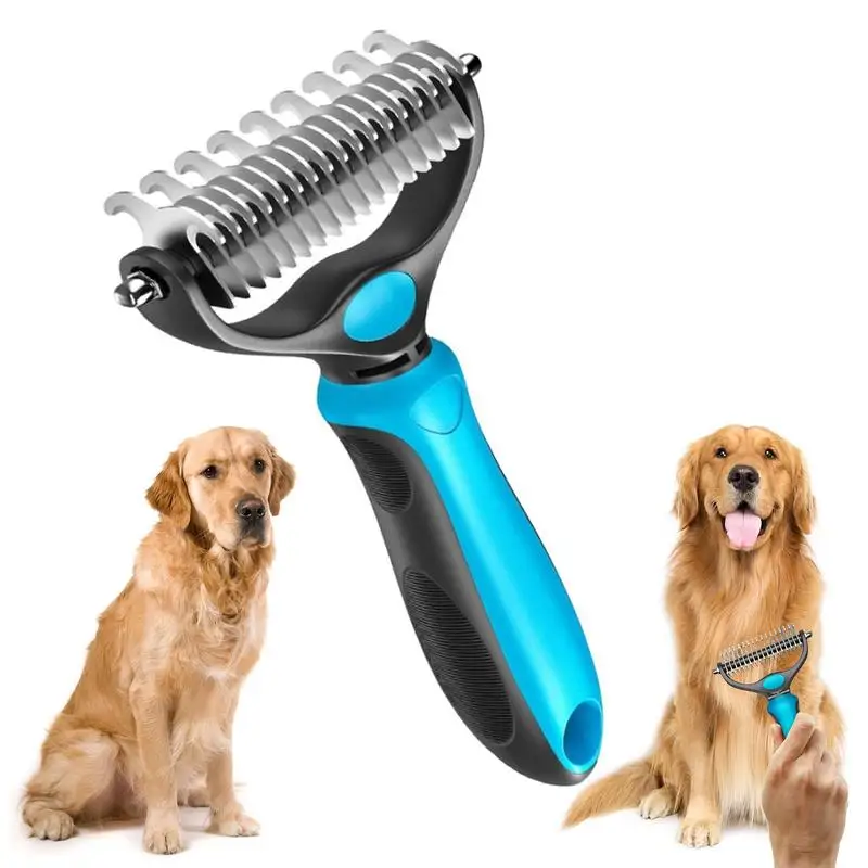 2in1 Stainless Pet Deshedding Brush Dog Hair Remover Pet Fur Knot Cutter Puppy Cat Comb Brushes Dogs Grooming Shedding