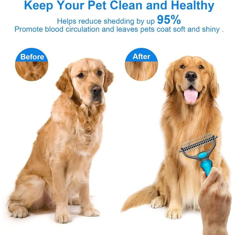 2in1 Stainless Pet Deshedding Brush Dog Hair Remover Pet Fur Knot Cutter Puppy Cat Comb Brushes Dogs Grooming Shedding 2in1 Stainless Pet Deshedding Brush Dog Hair Remover Pet Fur Knot Cutter Puppy Cat Comb Brushes Dogs Grooming Shedding