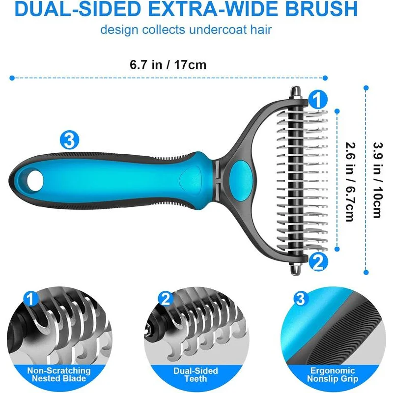 2in1 Stainless Pet Deshedding Brush Dog Hair Remover Pet Fur Knot Cutter Puppy Cat Comb Brushes Dogs Grooming Shedding 2in1 Stainless Pet Deshedding Brush Dog Hair Remover Pet Fur Knot Cutter Puppy Cat Comb Brushes Dogs Grooming Shedding