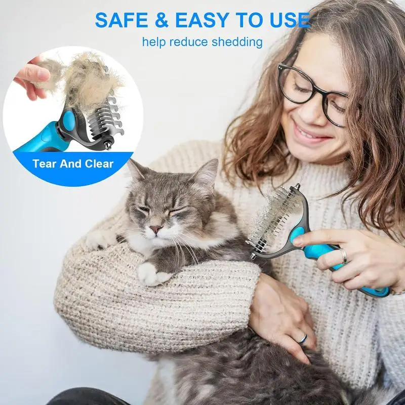 2in1 Stainless Pet Deshedding Brush Dog Hair Remover Pet Fur Knot Cutter Puppy Cat Comb Brushes Dogs Grooming Shedding 2in1 Stainless Pet Deshedding Brush Dog Hair Remover Pet Fur Knot Cutter Puppy Cat Comb Brushes Dogs Grooming Shedding
