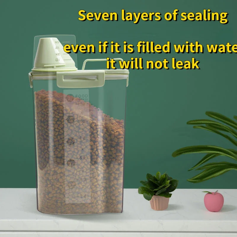 2kg Dog Cat Food Pail Plastic Storage Tank with Measuring Cup Container Moisture-proof Sealed Jar Pet Supplies 2kg Dog Cat Food Pail Plastic Storage Tank with Measuring Cup Container Moisture-proof Sealed Jar Pet Supplies