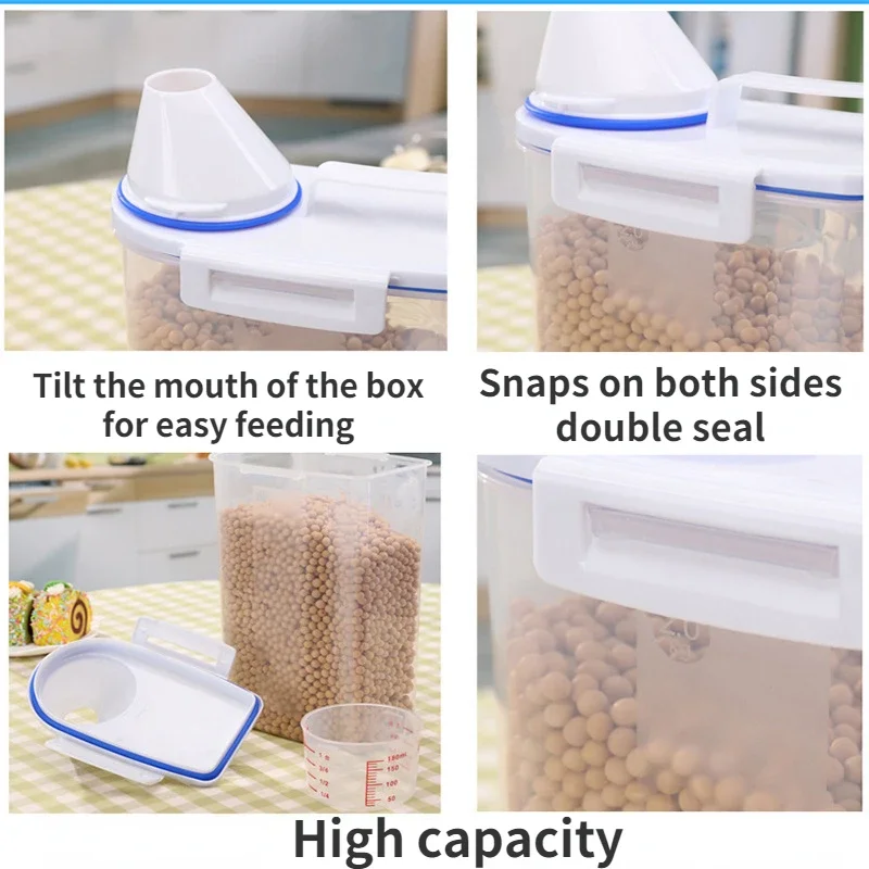 2kg Dog Cat Food Pail Plastic Storage Tank with Measuring Cup Container Moisture-proof Sealed Jar Pet Supplies 2kg Dog Cat Food Pail Plastic Storage Tank with Measuring Cup Container Moisture-proof Sealed Jar Pet Supplies