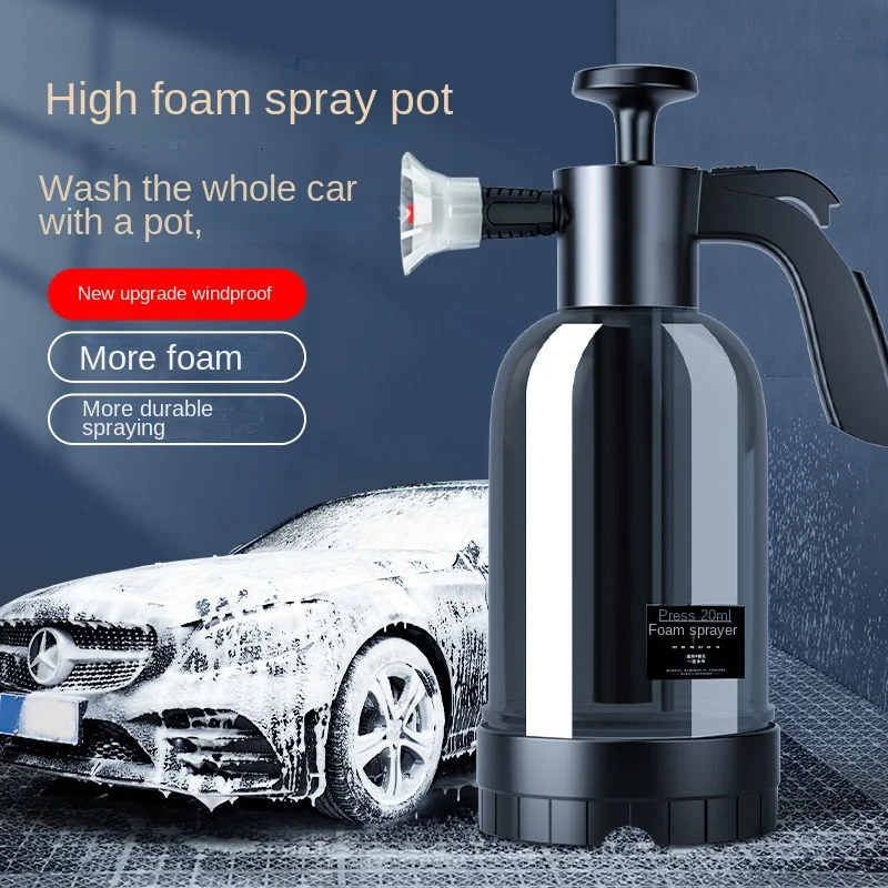 2L Hand Pump Foam Sprayer with 3 Types of Nozzle Hand Pneumatic Foam Cannon Snow Foam Car Wash Spray Bottle Car Window