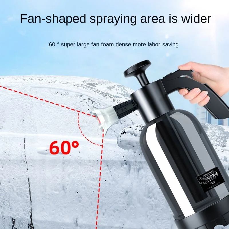 2L Hand Pump Foam Sprayer with 3 Types of Nozzle Hand Pneumatic Foam Cannon Snow Foam Car Wash Spray Bottle Car Window