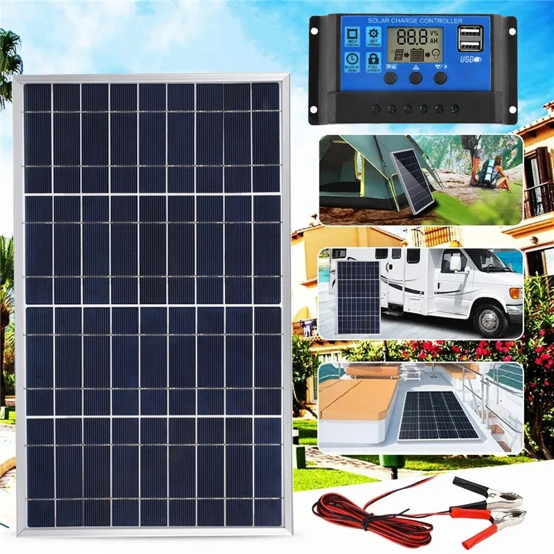 2pcs 600W Solar Panel Kit Complete 12V Polycrystalline USB Power Portable Outdoor Rechargeable Solar Cell Solar 2pcs 600W Solar Panel Kit Complete 12V Polycrystalline USB Power Portable Outdoor Rechargeable Solar Cell Solar
