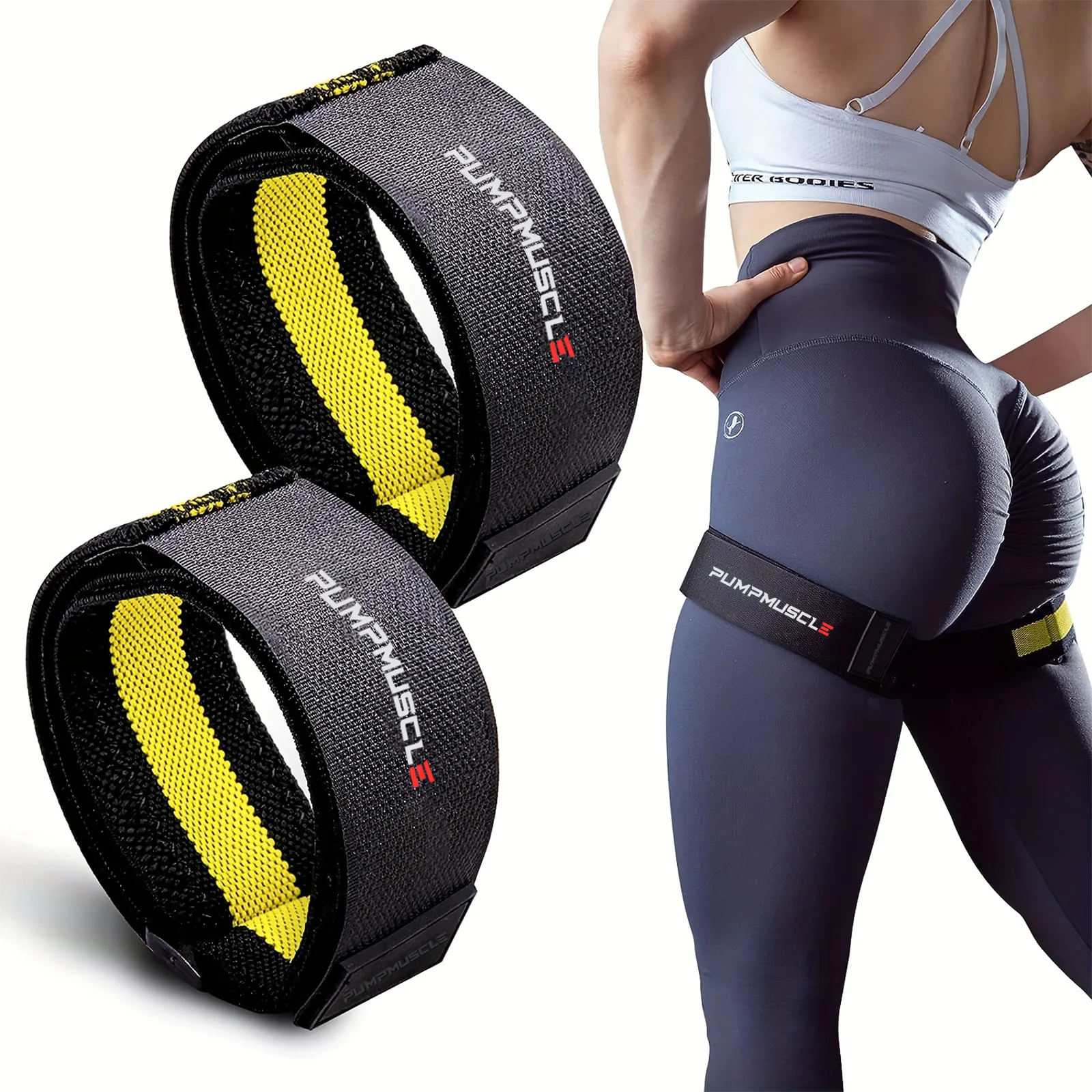 2pcs Adjustable Leg Blood Flow Restriction Bands – Enhance Muscle Growth and Strength, Ideal for Leg Workouts, Glute
